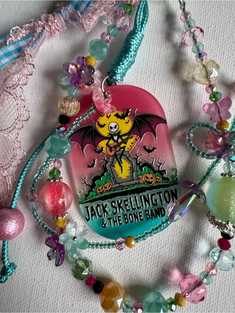 Jack Skellington Luminous - Phone Charm-Pink and Teal